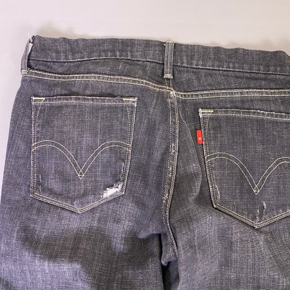 Levis 421 Skinny Jeans Women's W30 Black Dark Wash Distressed Indigo Low Rise - Picture 12 of 16